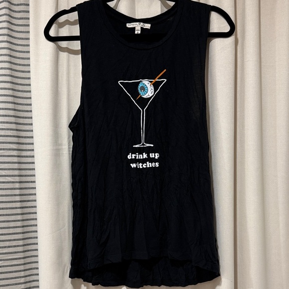 Express Tops - Express Black Muscle Tee with Martini Graphic